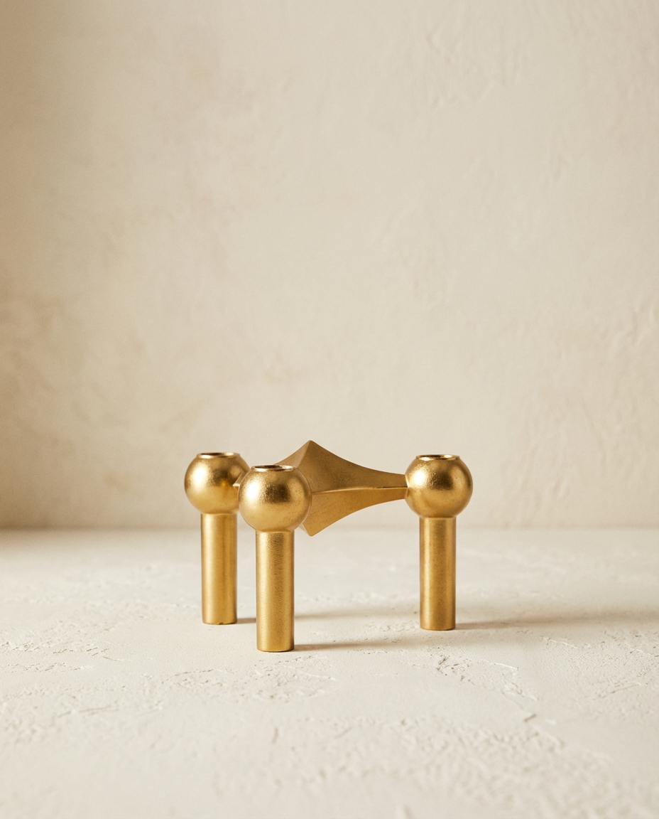 Gold decorative piece on a beige background