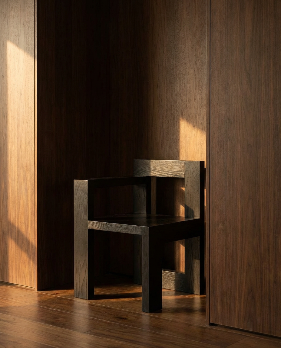 Wooden chair in a room with wooden walls and floor