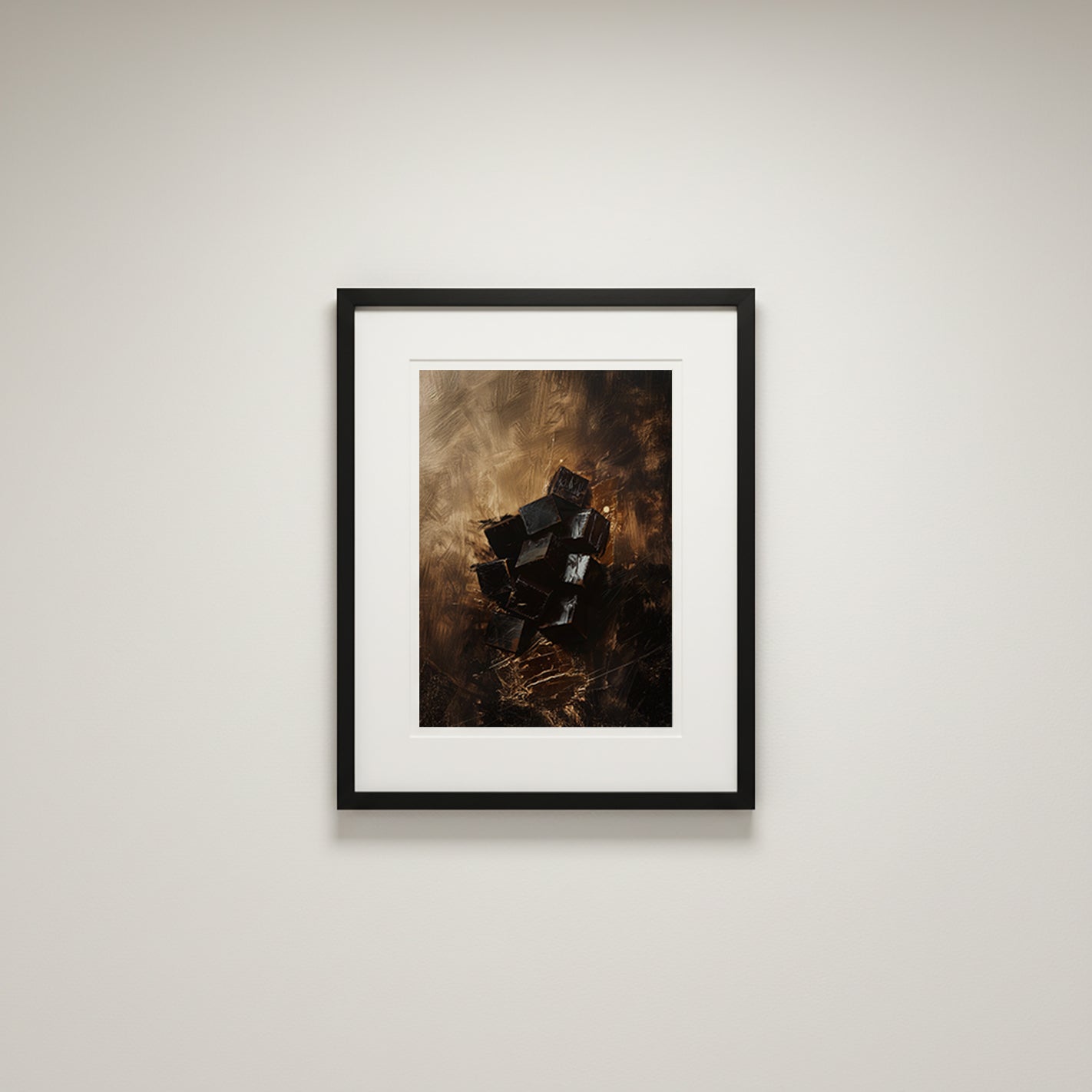 Framed artwork on a white wall