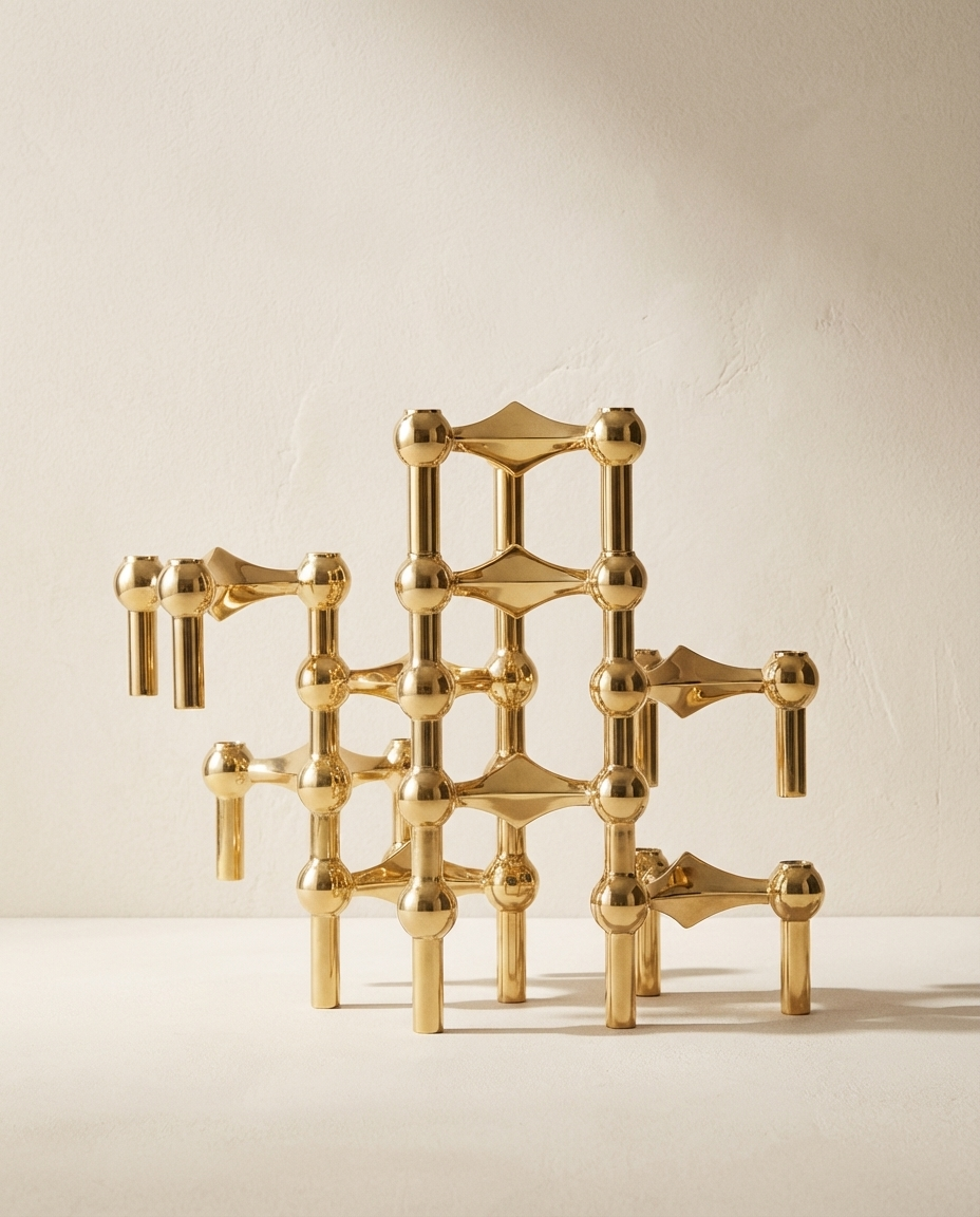 Gold decorative piece on a beige background