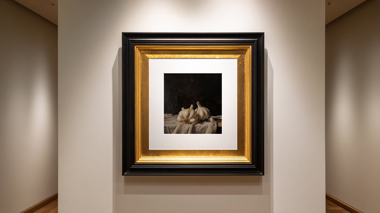 Framed artwork on a wall in an indoor setting